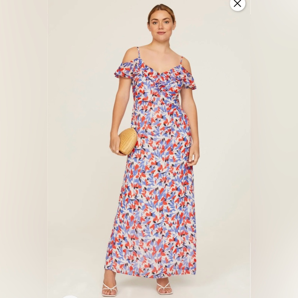 Ralph Lauren Red and Blue Floral Maxi Dress
